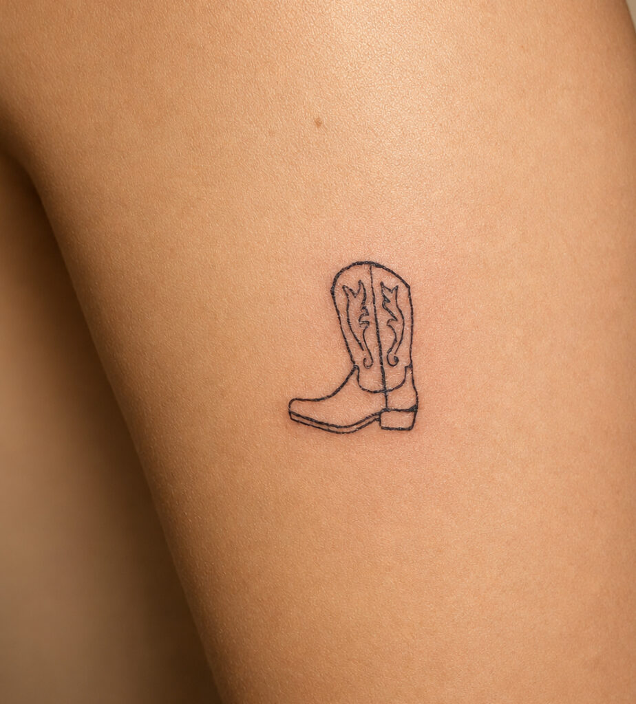 fine line cowboy boot tattoo dallas texas