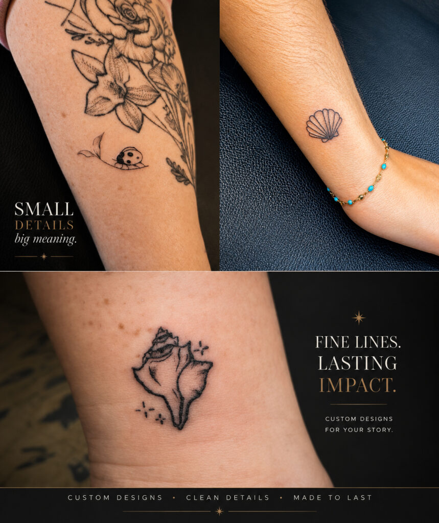 fineline tattoos lady bug dfw texas